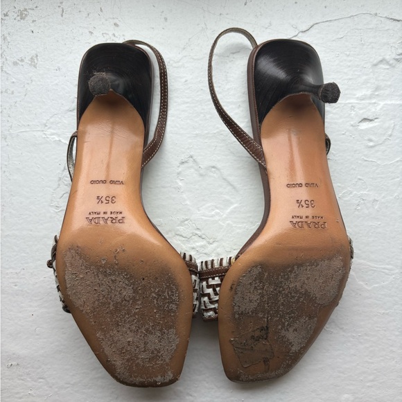 Prada Kitten Heel Open Toed Sling Backs - Picture 7 of 7